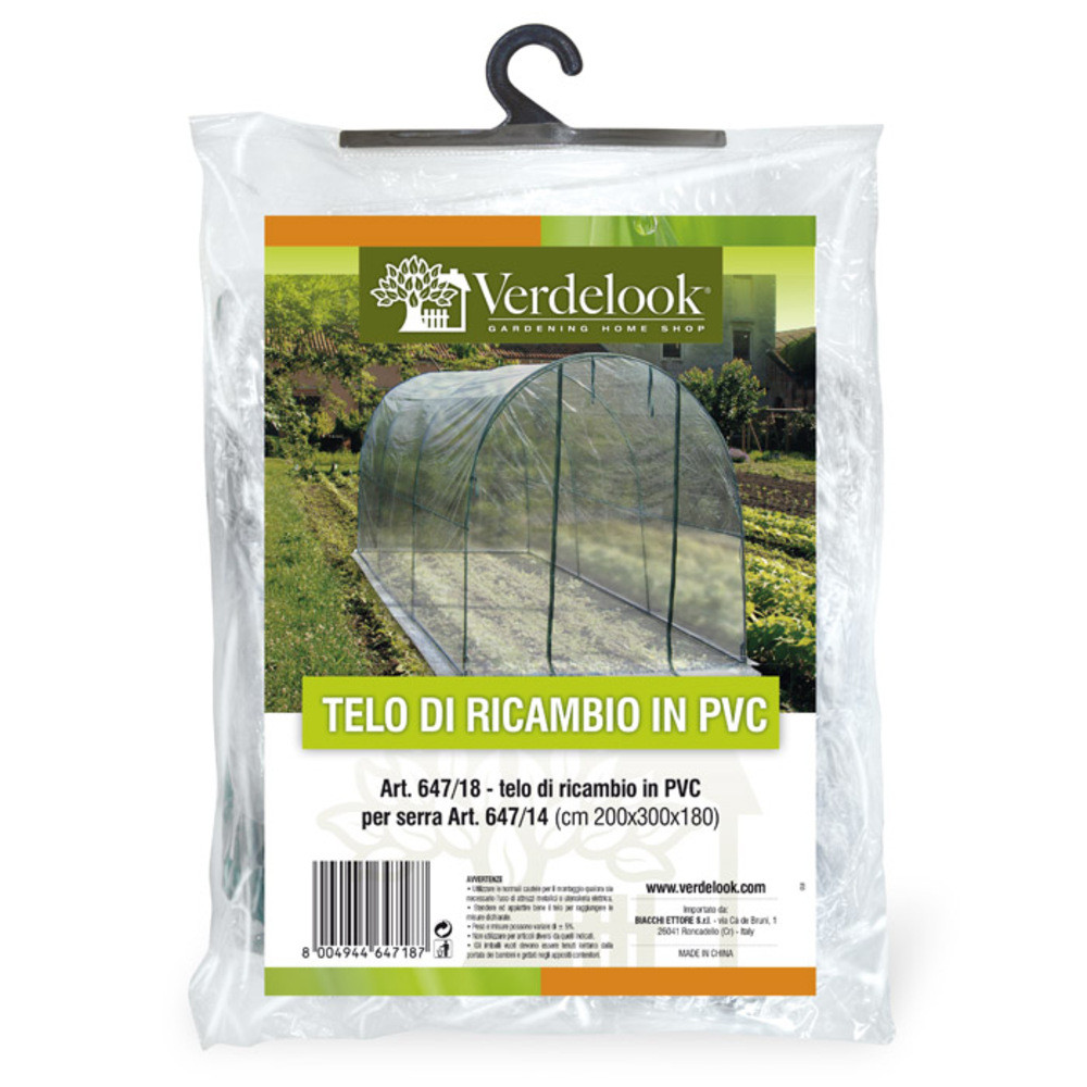 Telo di ricambio in PVC trasparente per serra orto a tunnel 647/14 VerdeLook
