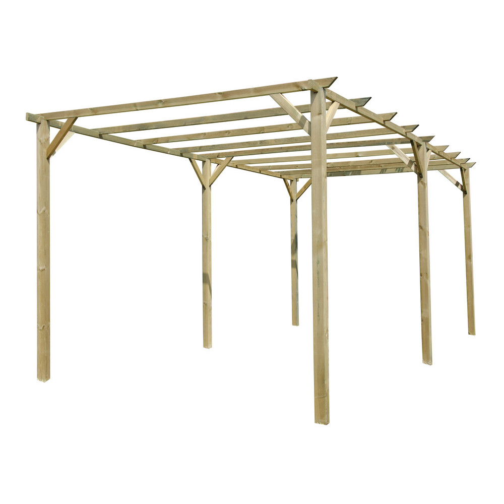 Gazebo a doppia pergola in legno 6x3 m