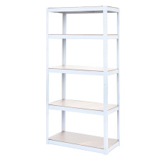 Scaffale in metallo bianco con 5 ripiani in mdf 90x40x180cm