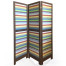 Paravento Country a 3 ante di legno a righe colorate