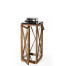 Lanterna Goa media in legno con top in metallo cromato e vetri laterali